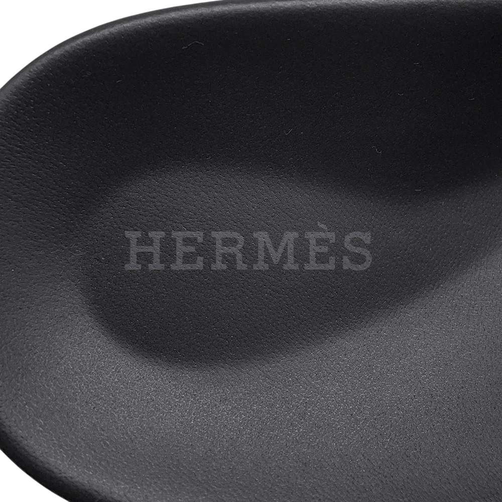 HERMES Edit Sandals Black Leather Rubber Size 37