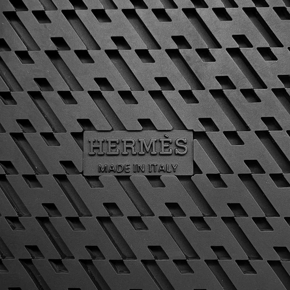 HERMES Edit Sandals Black Leather Rubber Size 37