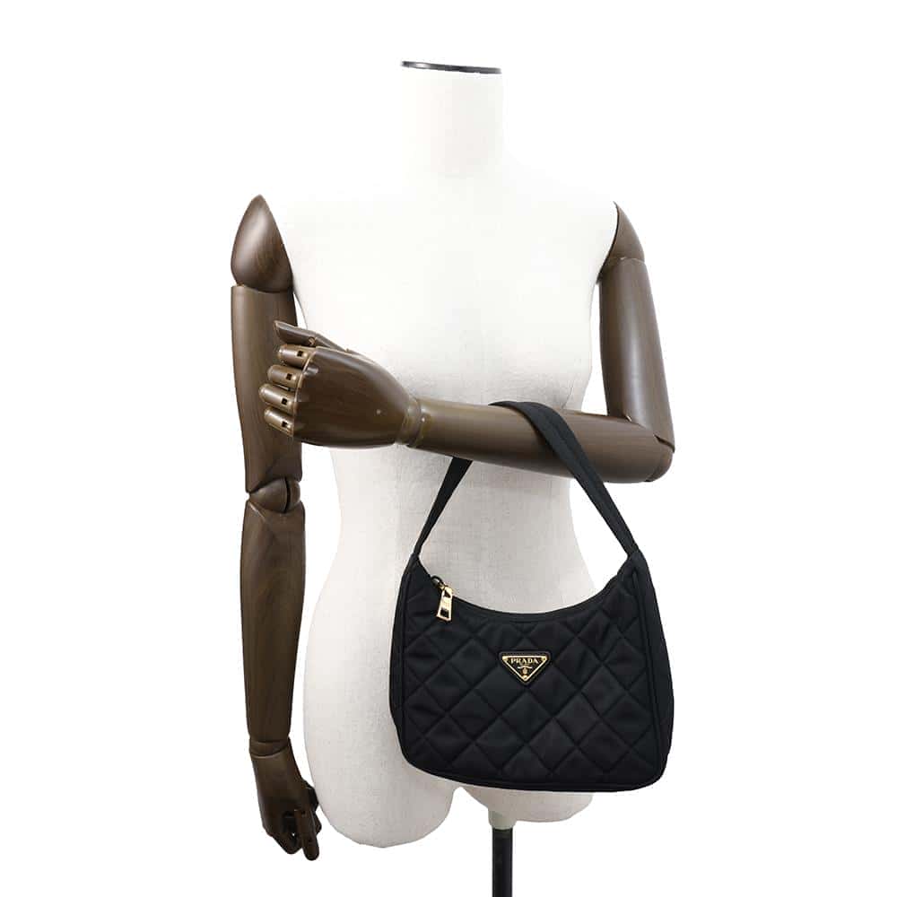 PRADA Quilted handbag Black1NE051 Nylon