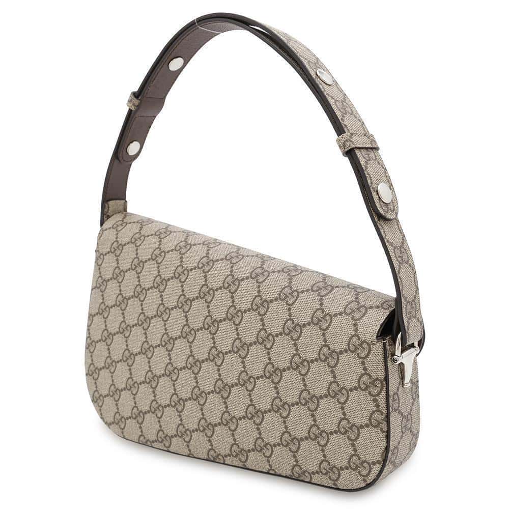 GUCCI Horsebit 1955 GG Supreme Shoulder Bag Beige/Brown764155 PVC Leather
