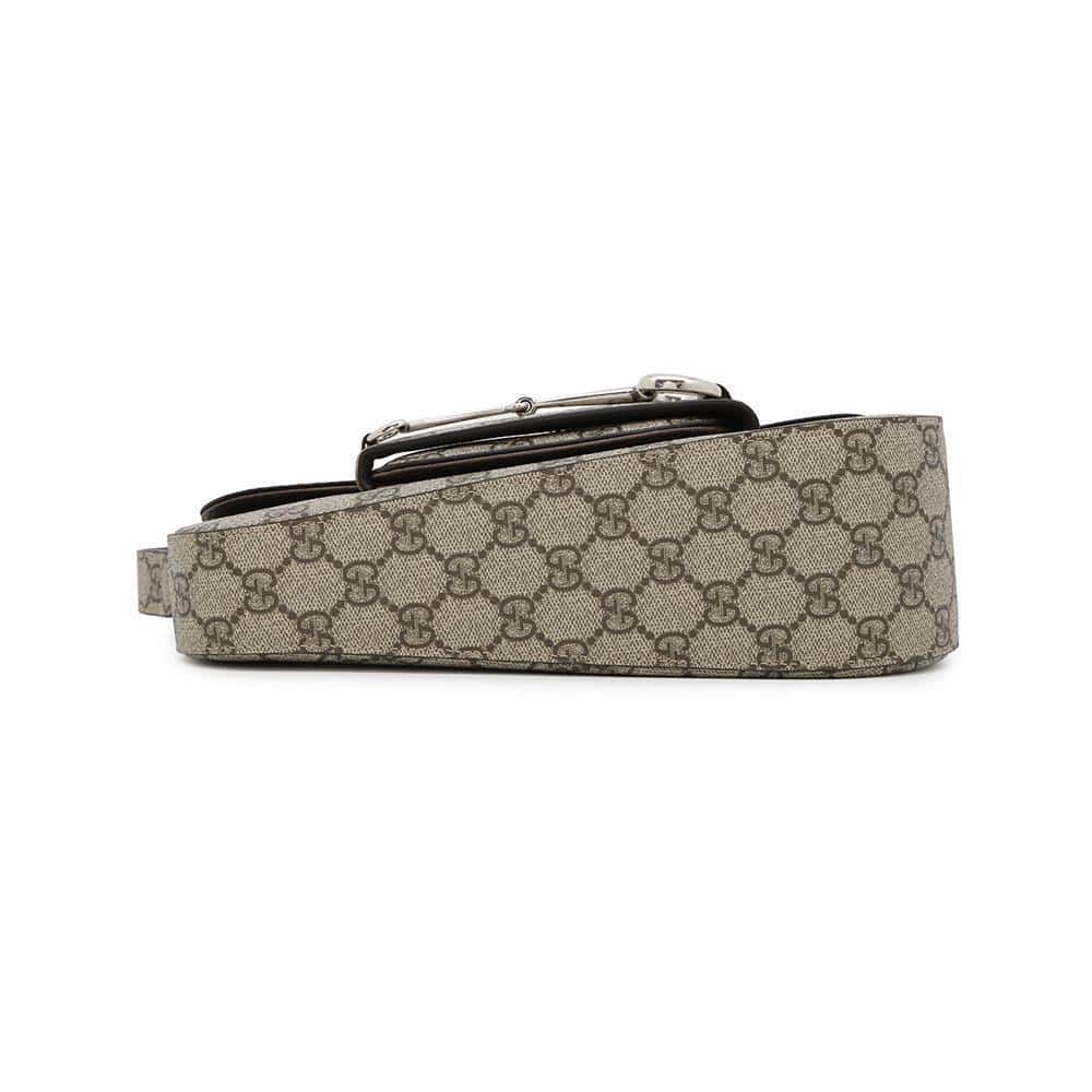 GUCCI Horsebit 1955 GG Supreme Shoulder Bag Beige/Brown764155 PVC Leather