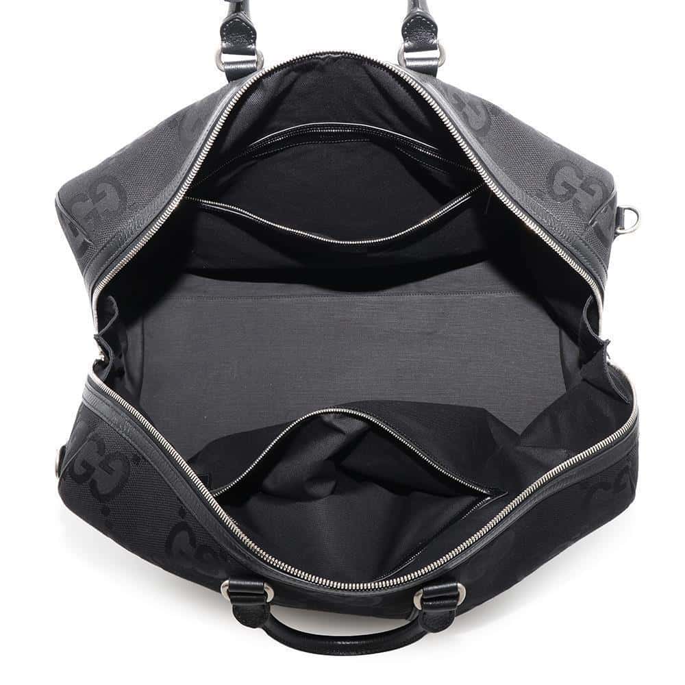 GUCCI Jumbo GG Duffle Travel Bag Black739625 Canvas Leather