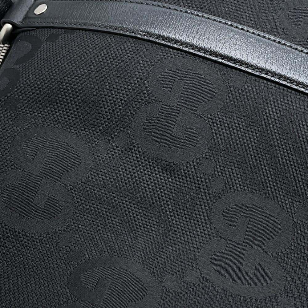 GUCCI Jumbo GG Duffle Travel Bag Black739625 Canvas Leather