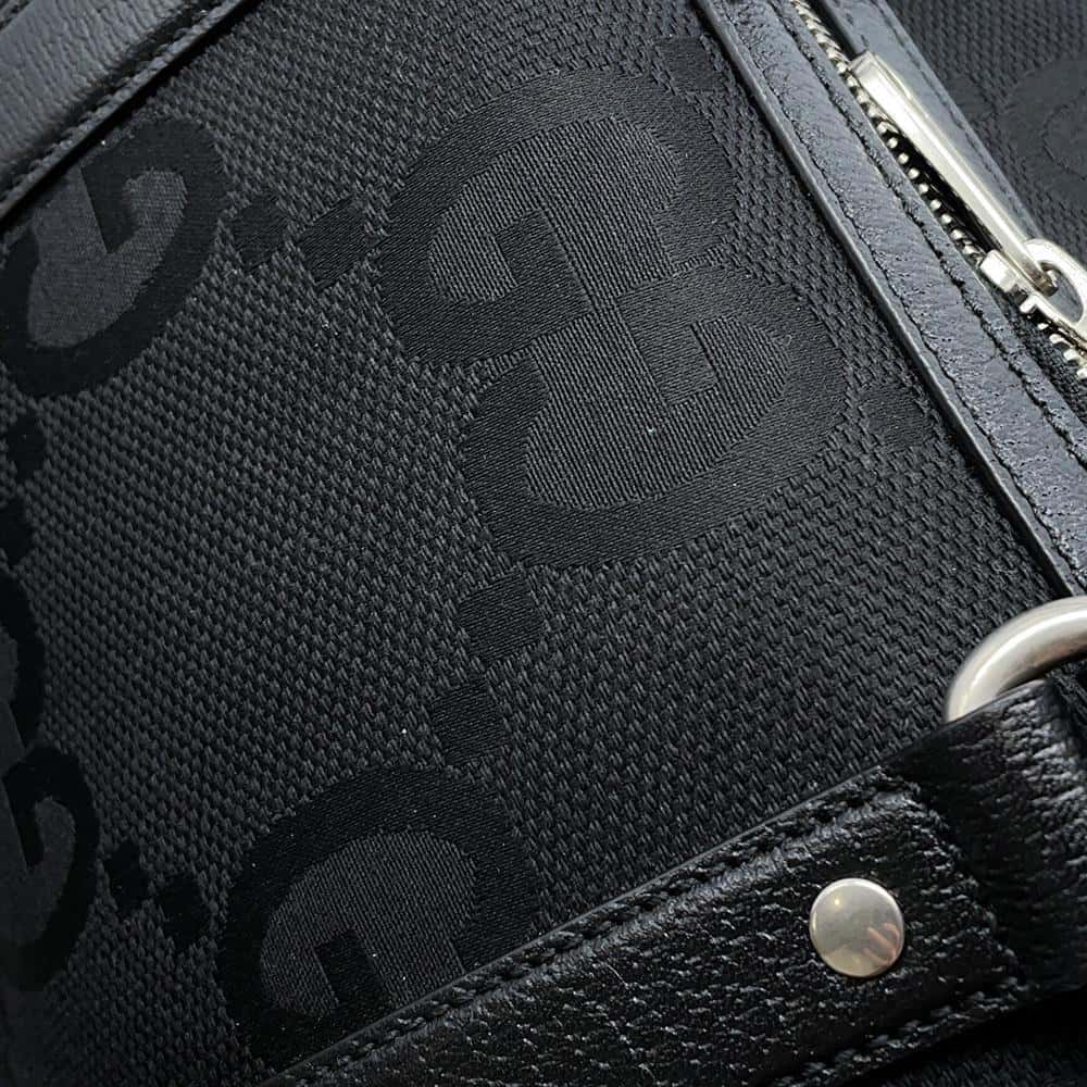 GUCCI Jumbo GG Duffle Travel Bag Black739625 Canvas Leather