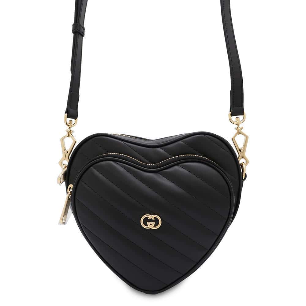 GUCCI Interlocking G Heart Shoulder Bag Black751628 Leather