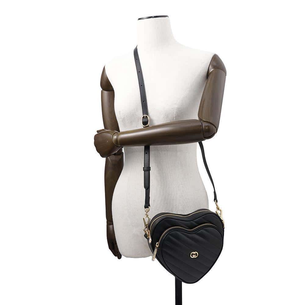 GUCCI Interlocking G Heart Shoulder Bag Black751628 Leather