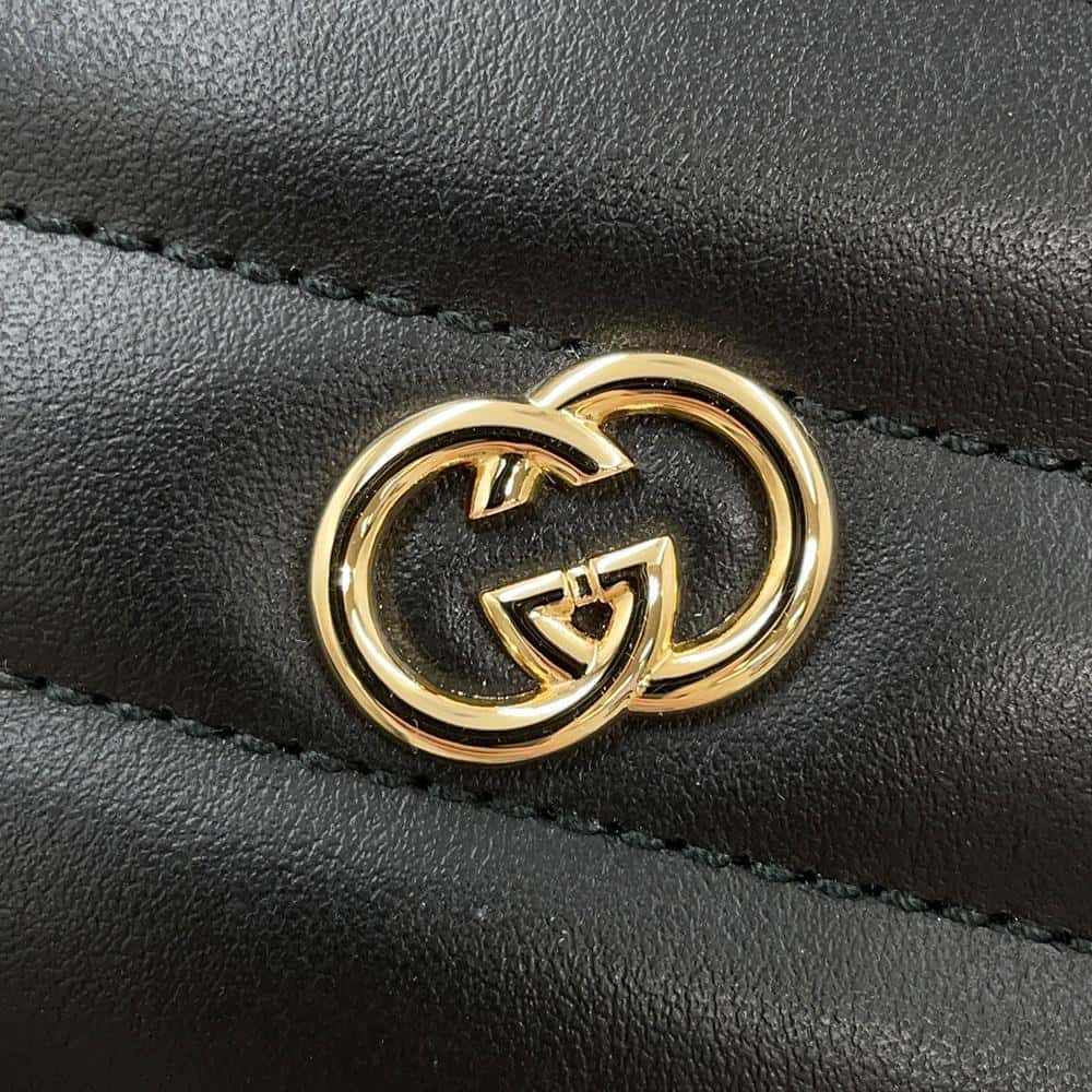 GUCCI Interlocking G Heart Shoulder Bag Black751628 Leather