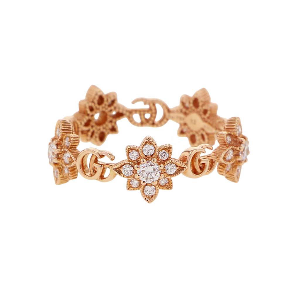 GUCCI Flora Ring Size 12 18K Pink Gold