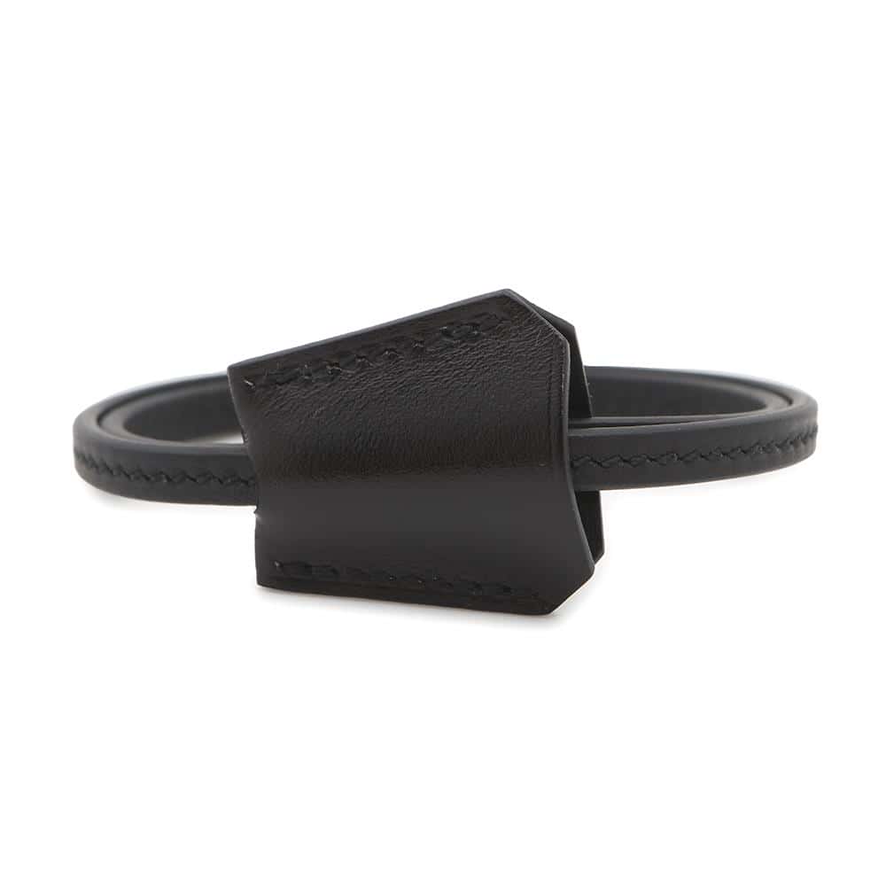 HERMES Clochette Bracelet Size T3 Black Box Calf Leather