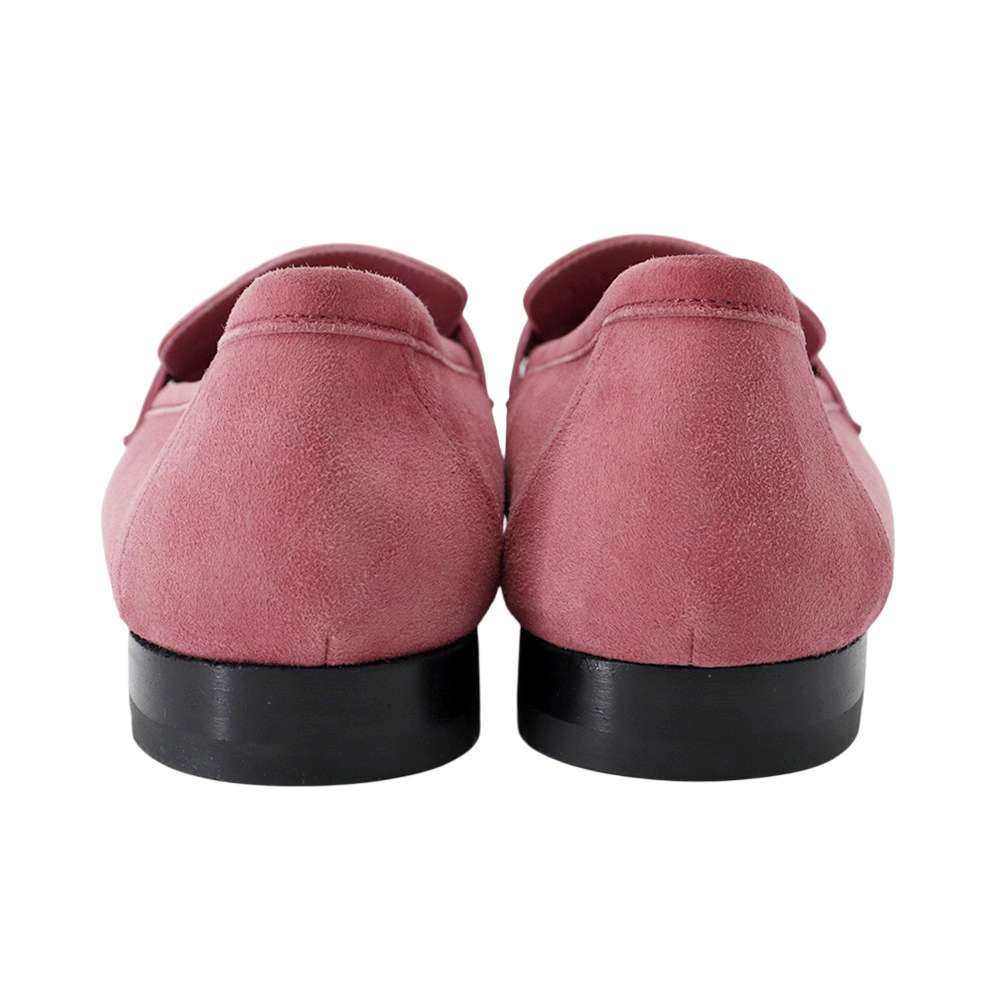 HERMES Mocassins Paris Suede Rose Aphrodite Chevre Leather Velour (Suede) Size 38