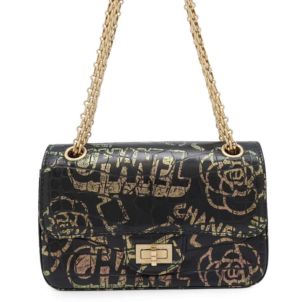 CHANEL 2.55 ChainShoulder Bag BlackAS0874 Embossed Leather