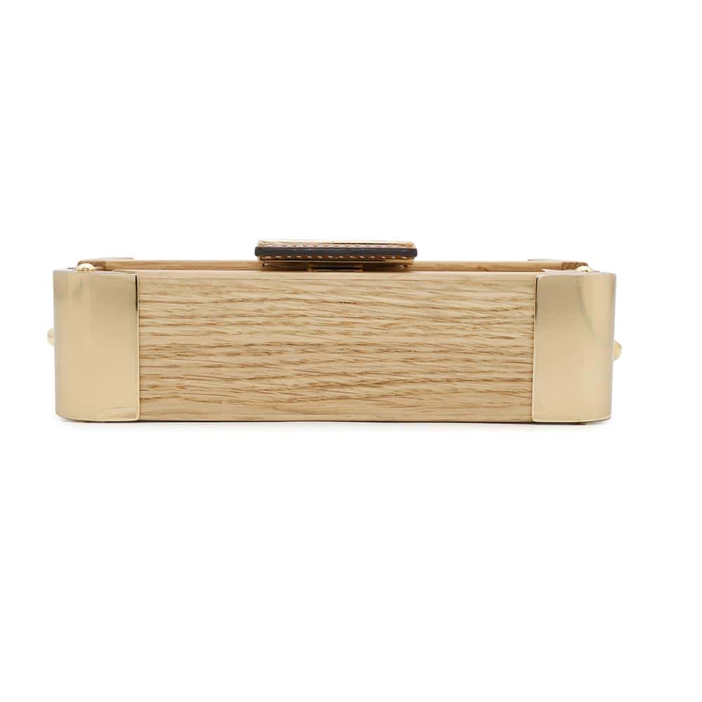 FENDI Baguette Trunk Shoulder Bag Natural7VA507 Wood Leather