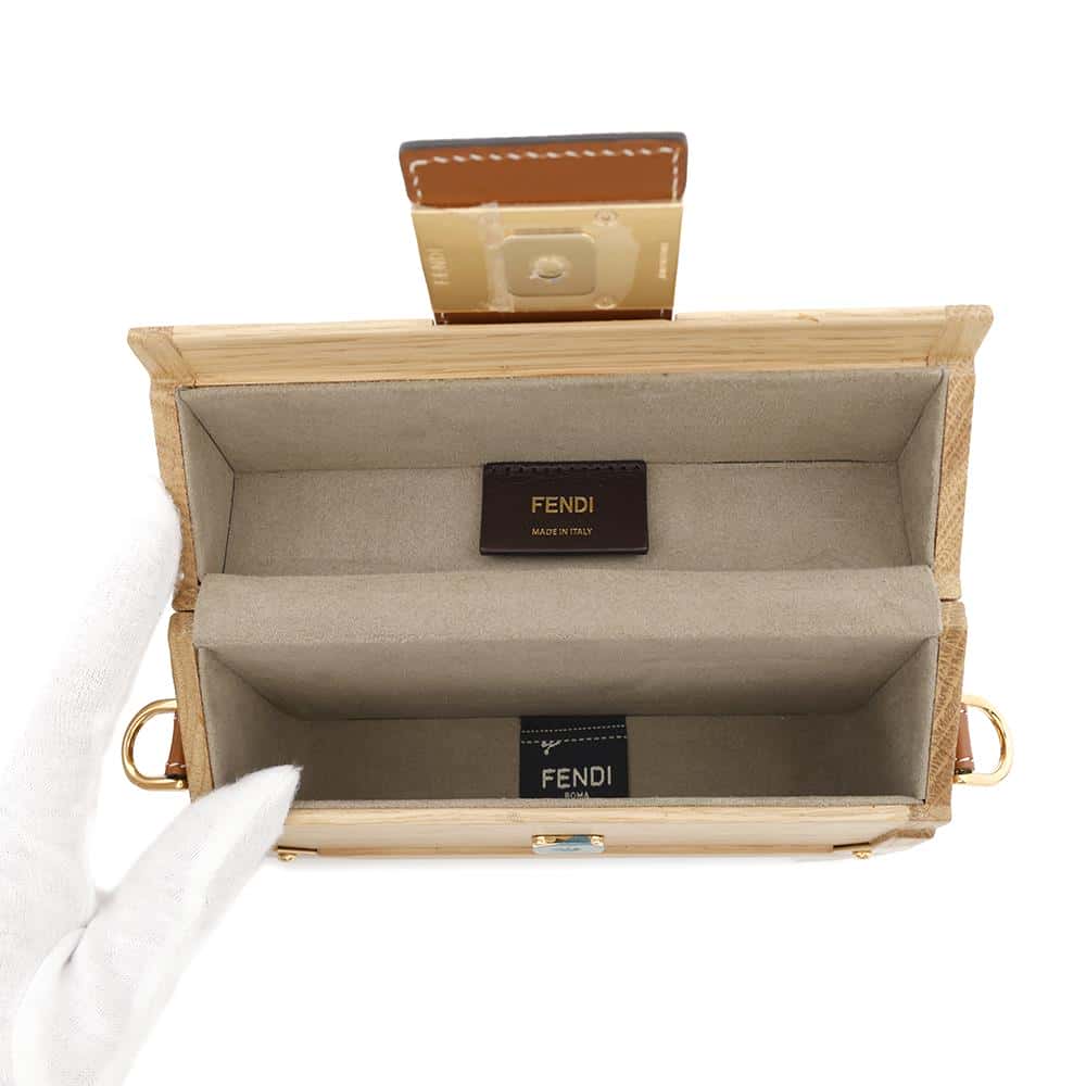 FENDI Baguette Trunk Shoulder Bag Natural7VA507 Wood Leather