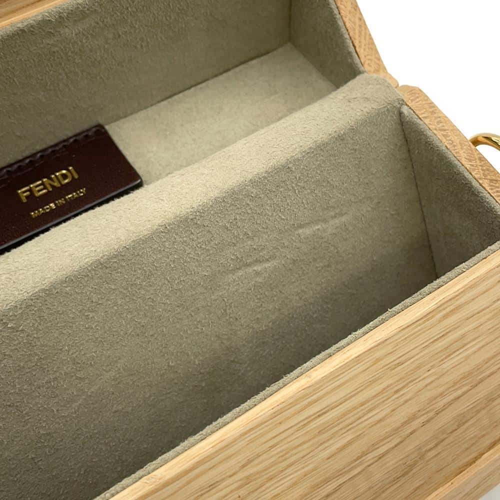 FENDI Baguette Trunk Shoulder Bag Natural7VA507 Wood Leather