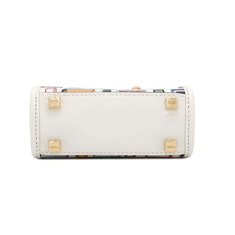 FENDI Sunshine 2wayShoulder White/Multicolor8BS051 Leather Size Small