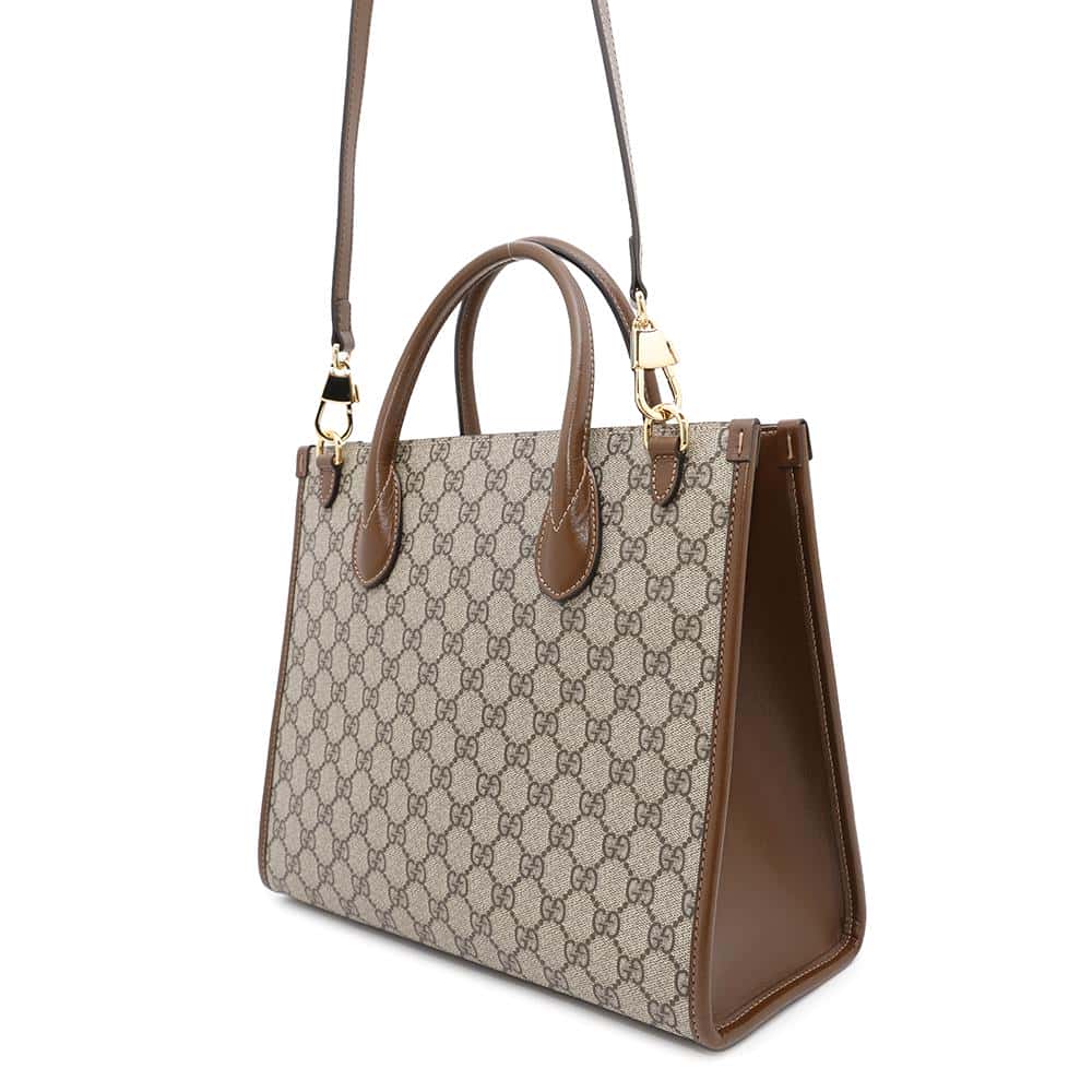 GUCCI GG Supreme 2way tote Beige/Brown735396 PVC Leather