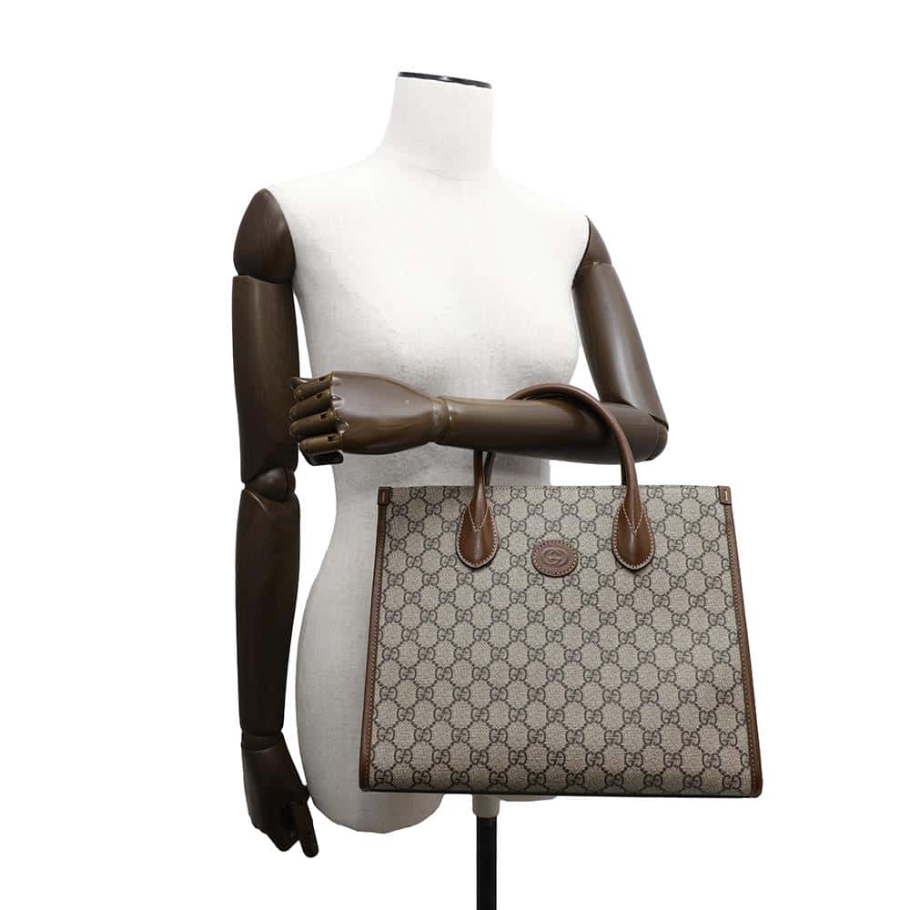 GUCCI GG Supreme 2way tote Beige/Brown735396 PVC Leather