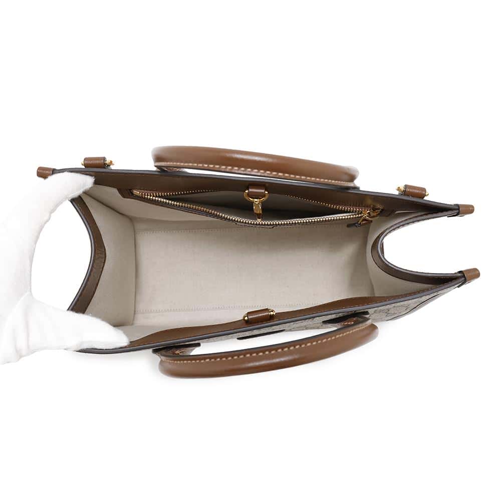 GUCCI GG Supreme 2way tote Beige/Brown735396 PVC Leather
