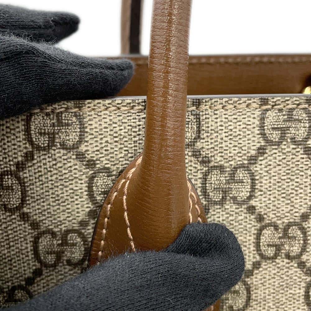 GUCCI GG Supreme 2way tote Beige/Brown735396 PVC Leather