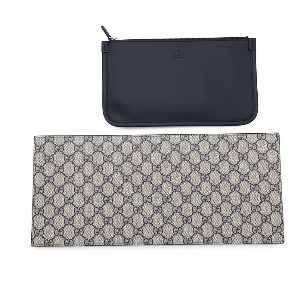 GUCCI Logo print Tote Bag Beige/Dark Blue772176 Canvas Leather Size Medium