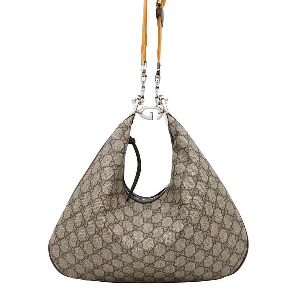 GUCCI GG Supreme Attaché Shoulder Bag Beige/Brown702823 PVC Leather Size Medium