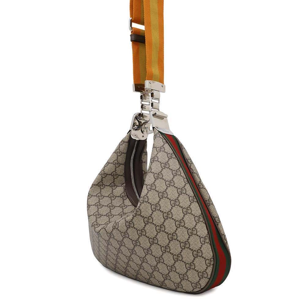 GUCCI GG Supreme Attaché Shoulder Bag Beige/Brown702823 PVC Leather Size Medium