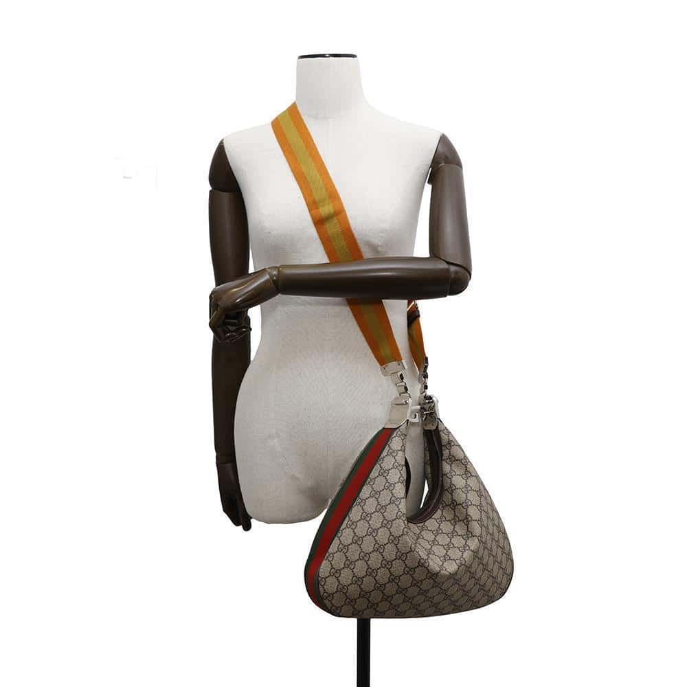 GUCCI GG Supreme Attaché Shoulder Bag Beige/Brown702823 PVC Leather Size Medium