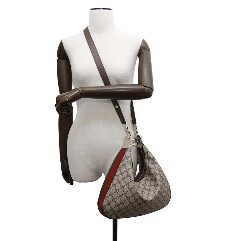 GUCCI GG Supreme Attaché Shoulder Bag Beige/Brown702823 PVC Leather Size Medium