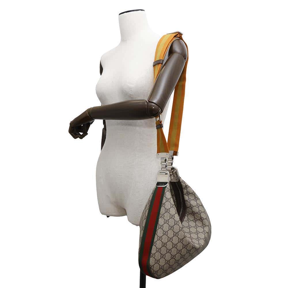 GUCCI GG Supreme Attaché Shoulder Bag Beige/Brown702823 PVC Leather Size Medium