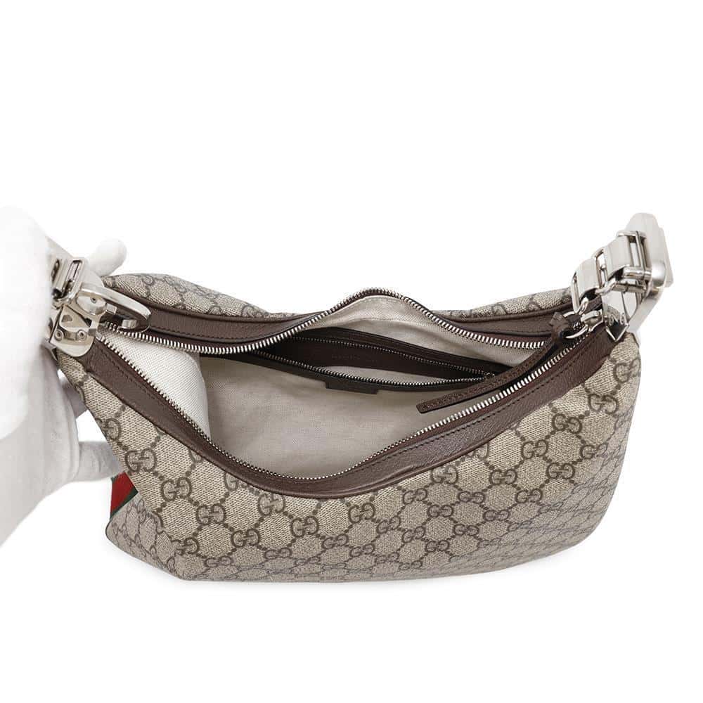 GUCCI GG Supreme Attaché Shoulder Bag Beige/Brown702823 PVC Leather Size Medium
