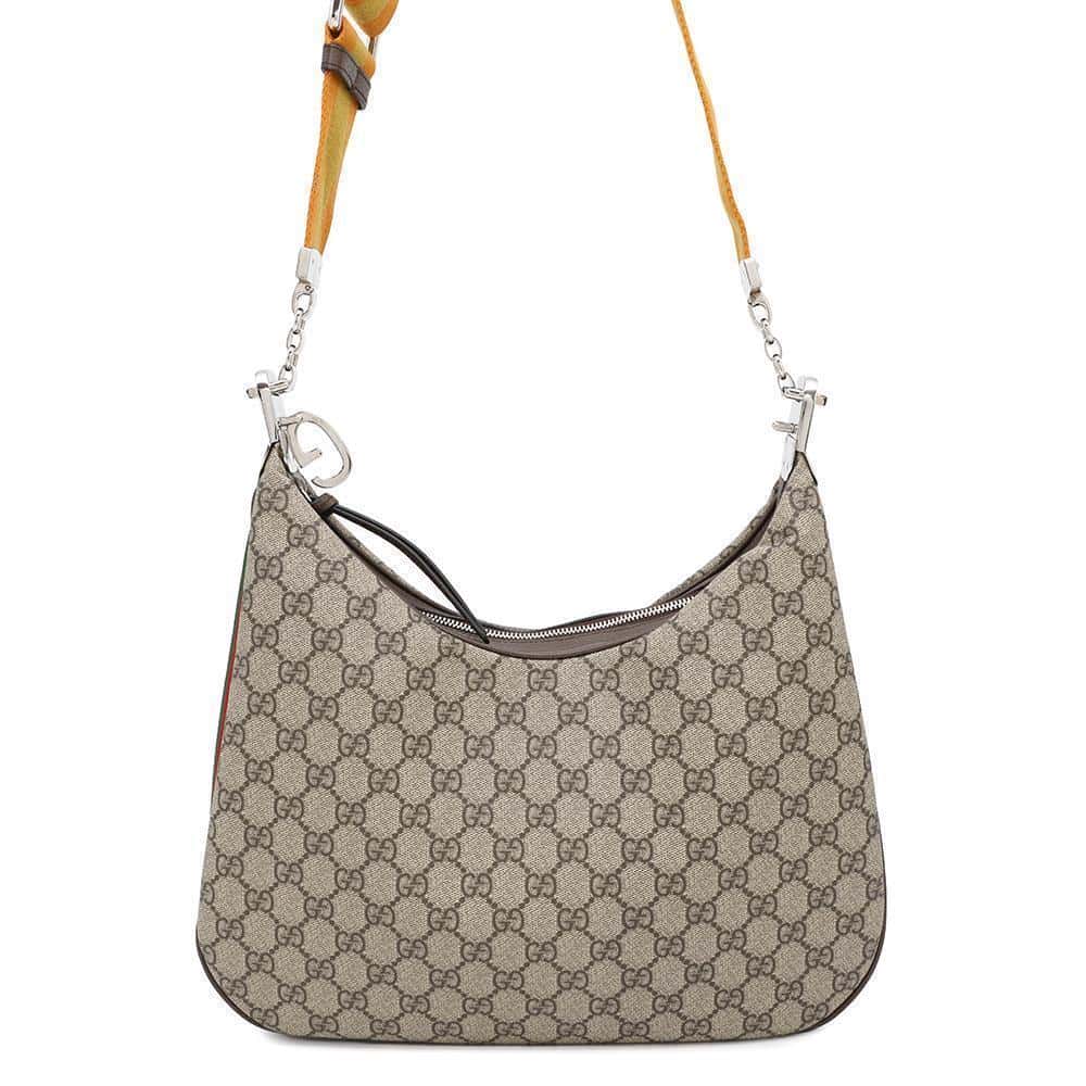 GUCCI GG Supreme Attaché Shoulder Bag Beige/Brown702823 PVC Leather Size Medium