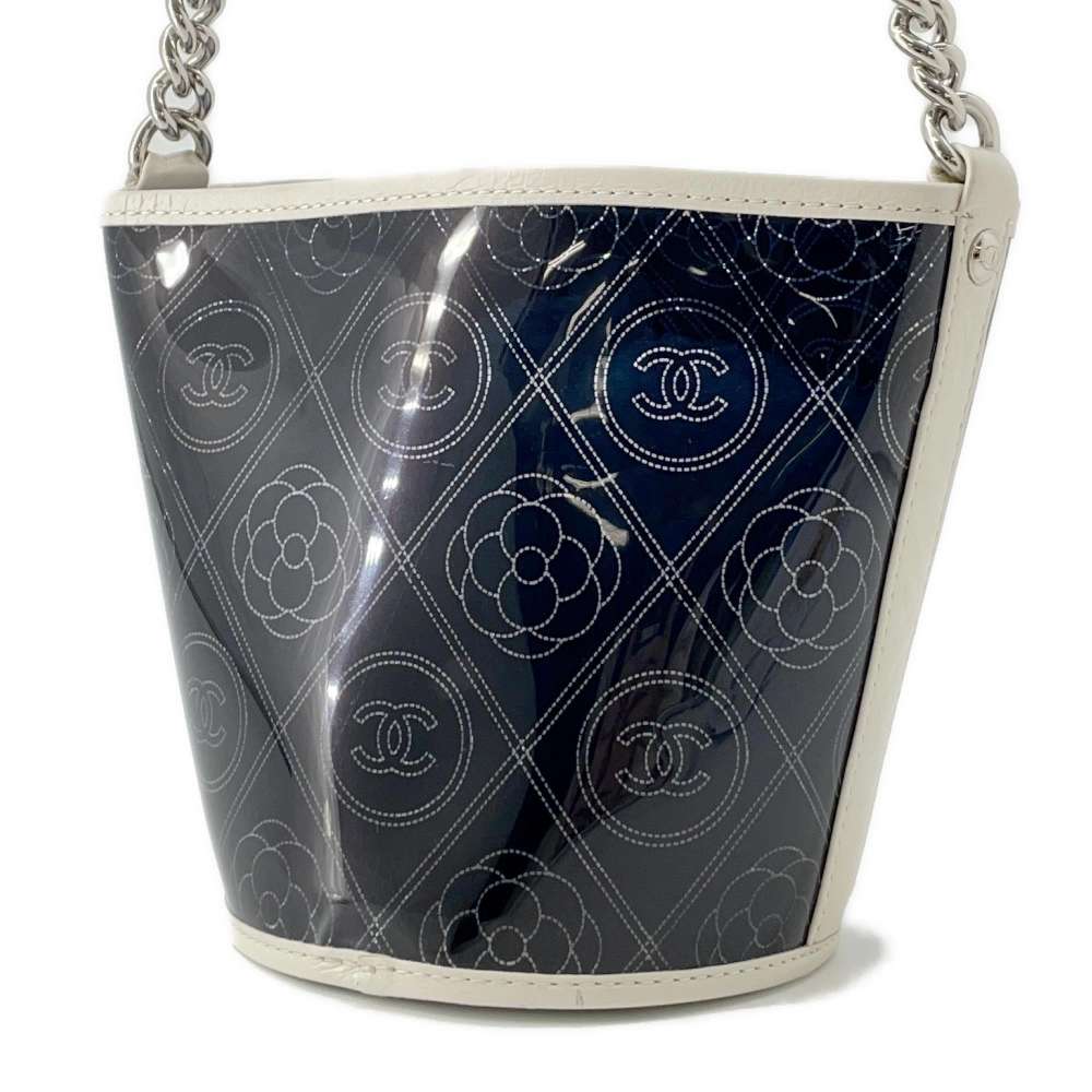 CHANEL CC Logo Camellia Plastics Bucket Bag Black/WhiteA57636 Plastics Leather