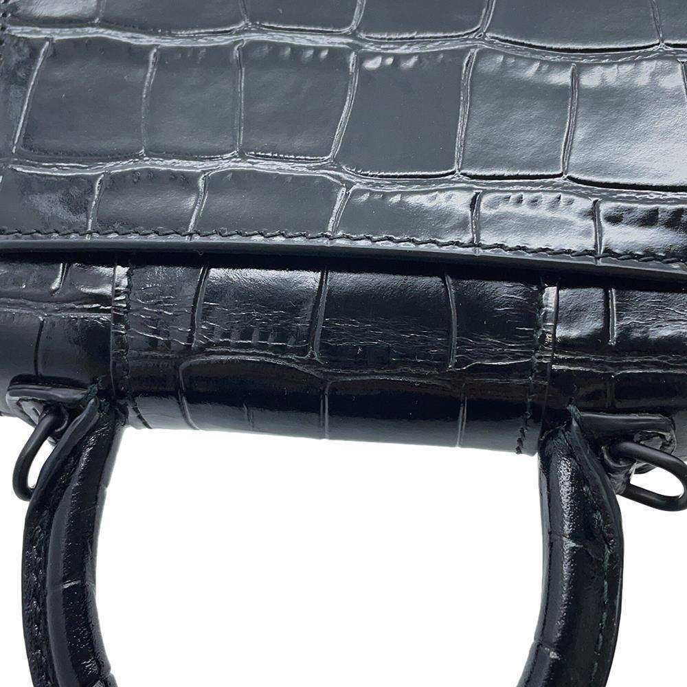 BALENCIAGA Hourglass Mini Bag Black664676 Embossed Leather Size XS