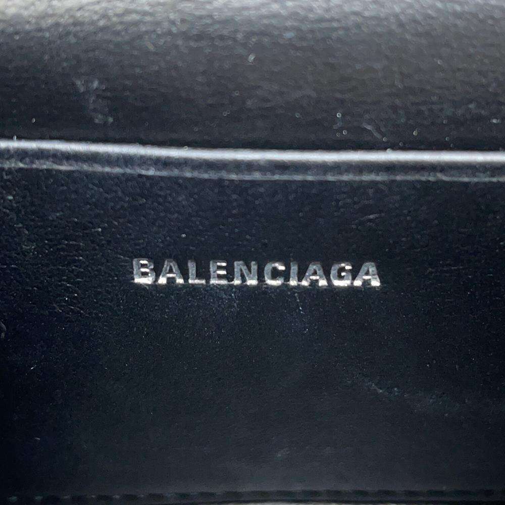 BALENCIAGA Hourglass Mini Bag Black664676 Embossed Leather Size XS
