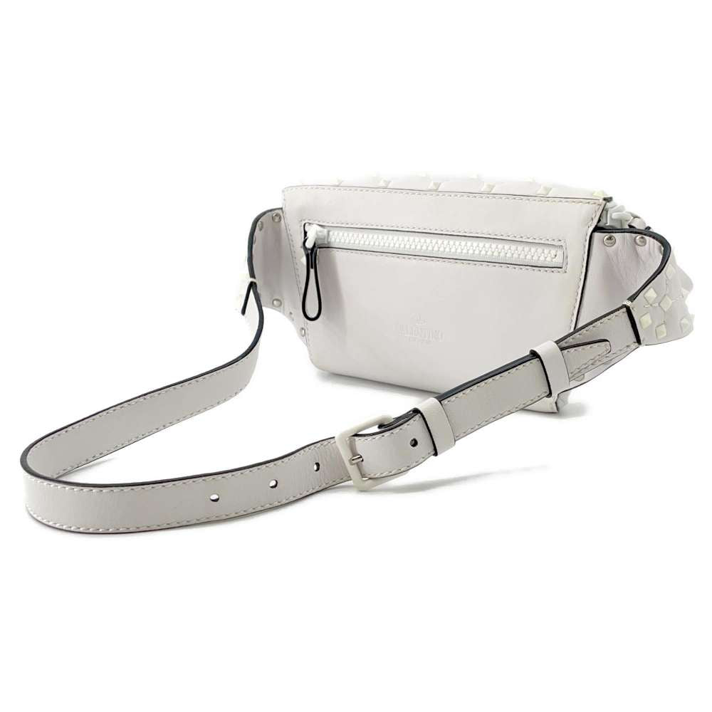Valentino Garavani Rock Studded Crossbody Bag White Leather