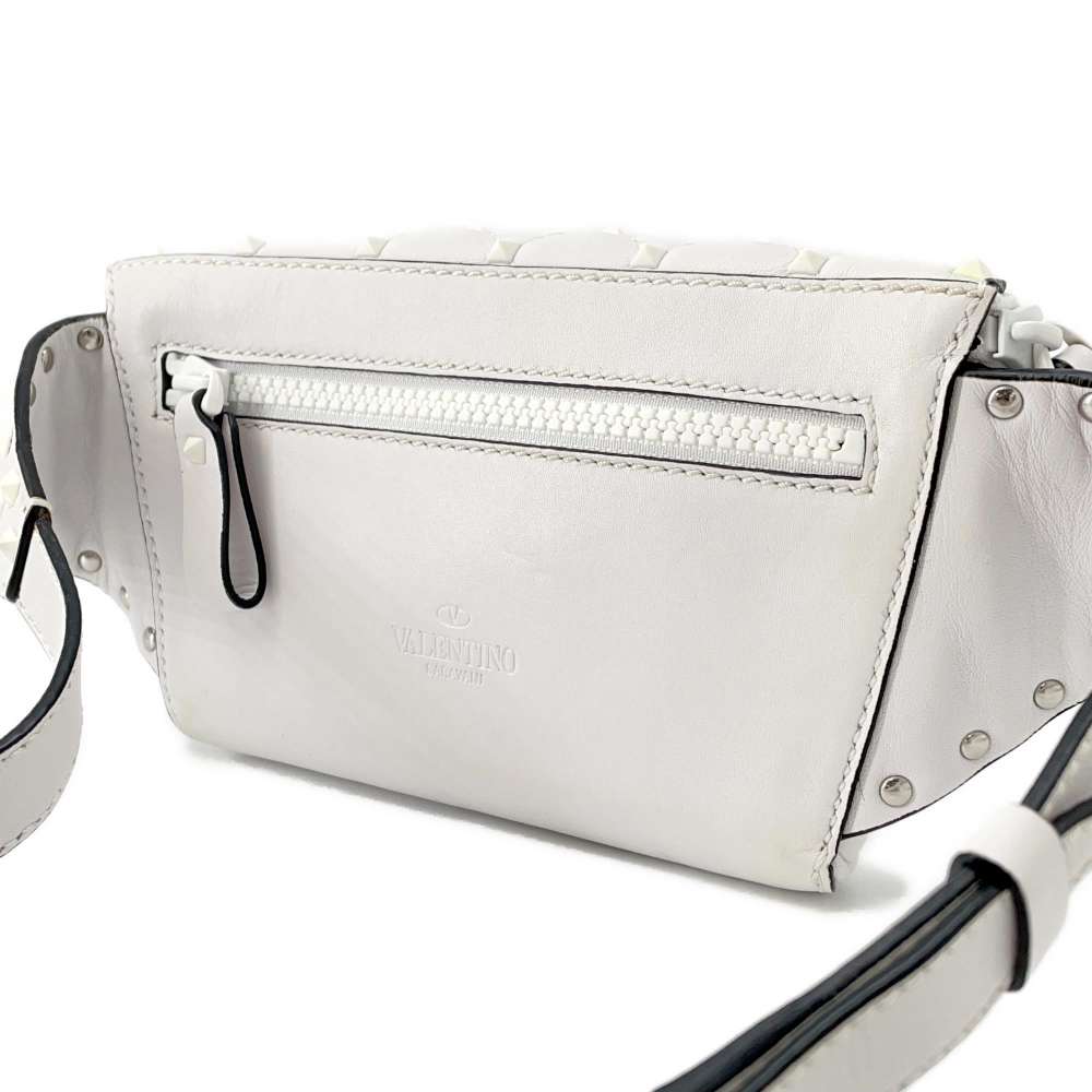 Valentino Garavani Rock Studded Crossbody Bag White Leather