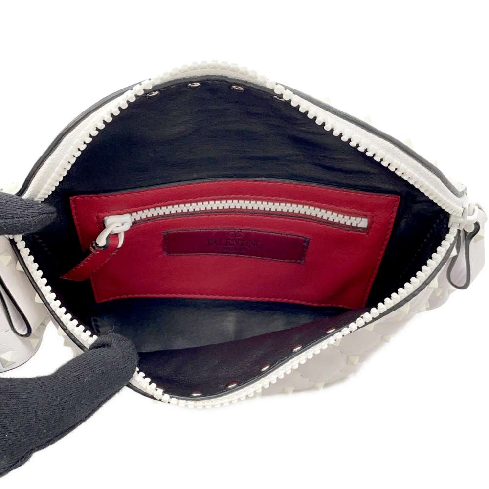 Valentino Garavani Rock Studded Crossbody Bag White Leather