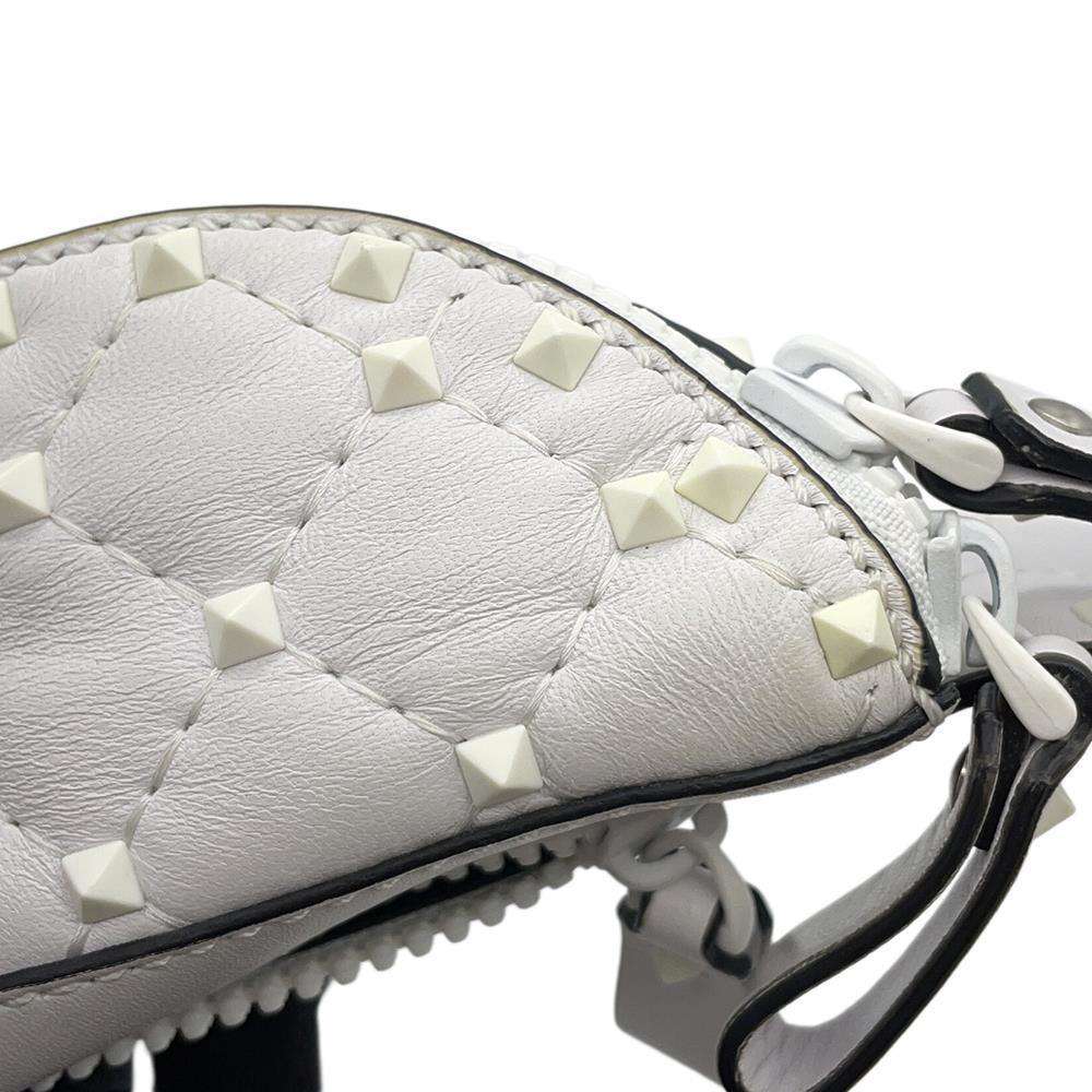 Valentino Garavani Rock Studded Crossbody Bag White Leather