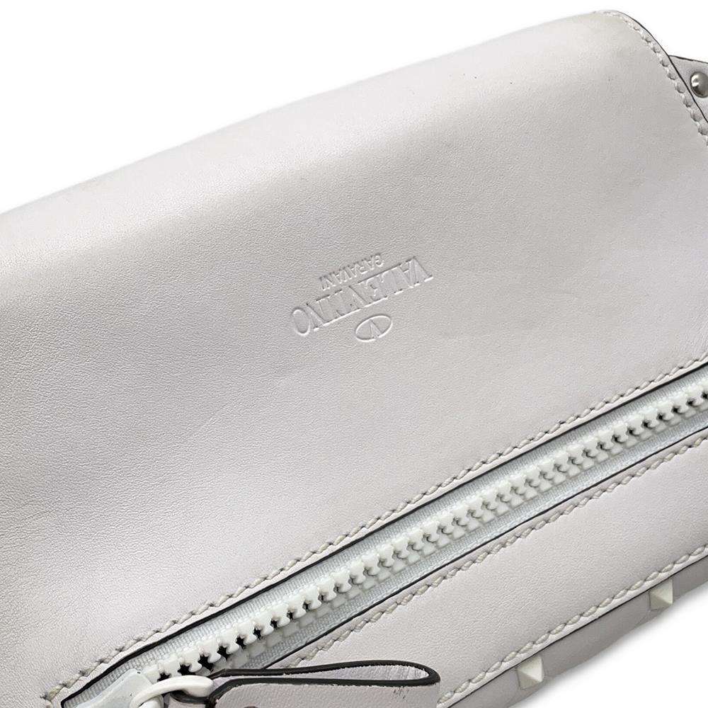 Valentino Garavani Rock Studded Crossbody Bag White Leather