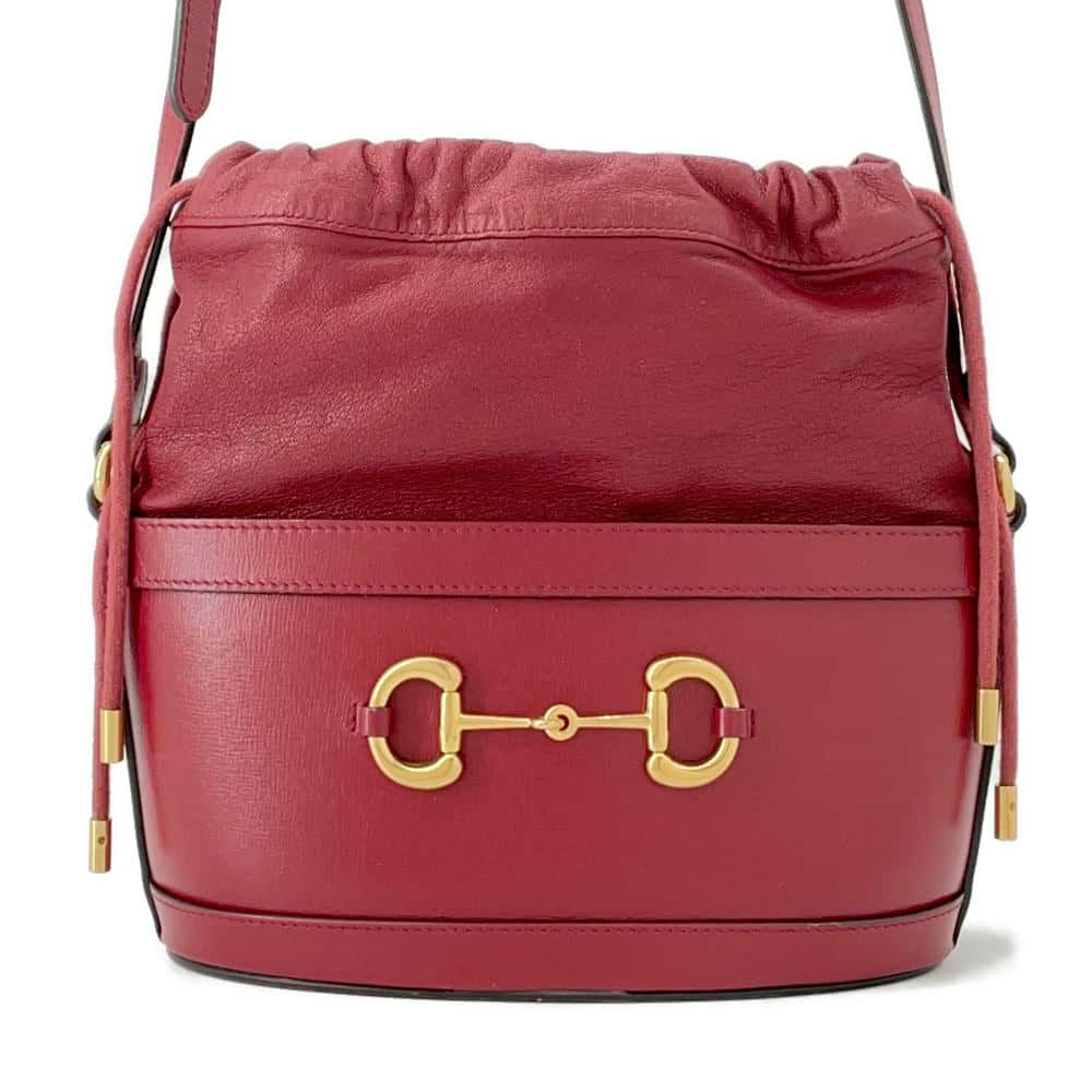 GUCCI Horsebit 1955 bucket bag Red602118 Leather