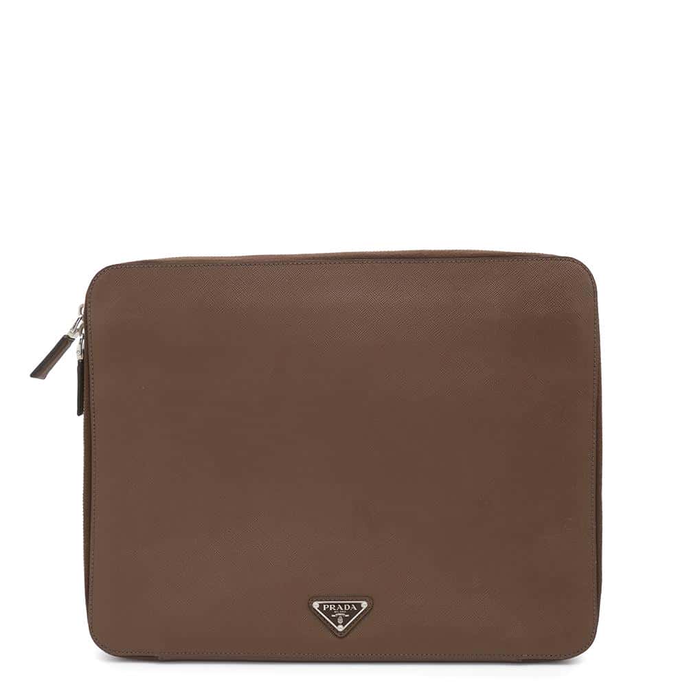 PRADA Clutch Bag Brown2VN001 Leather