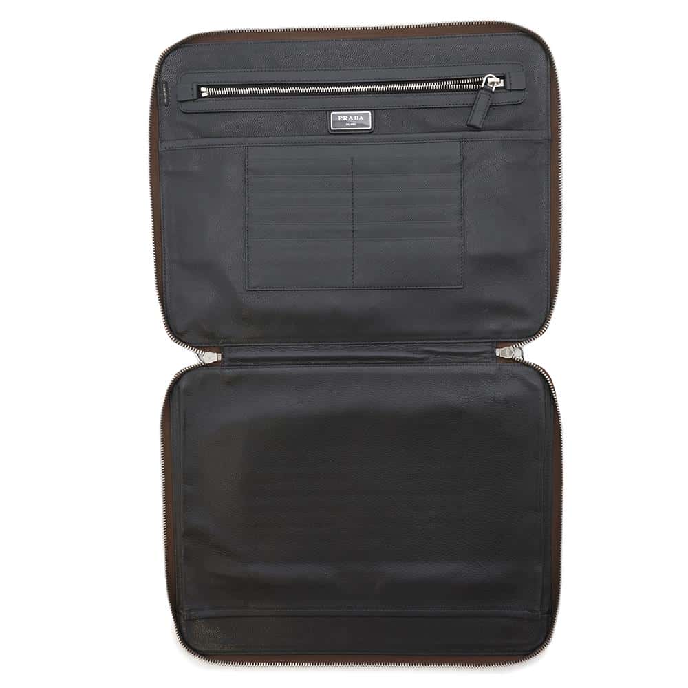 PRADA Clutch Bag Brown2VN001 Leather