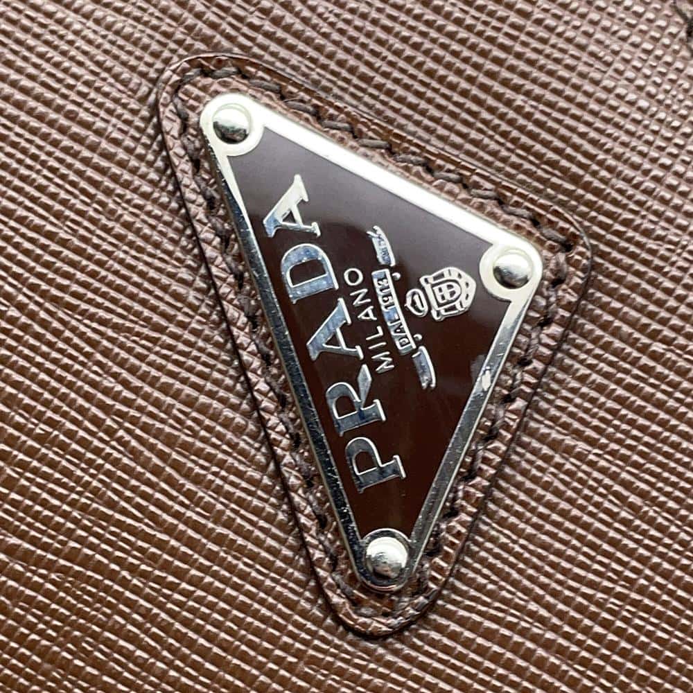 PRADA Clutch Bag Brown2VN001 Leather