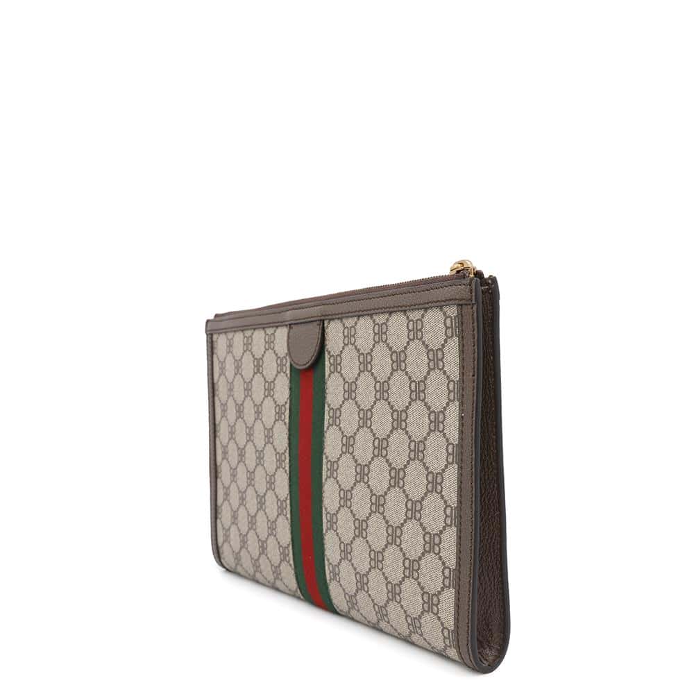 BALENCIAGA GUCCICollaboration The Hacker Project Clutch Bag Beige/Brown680382 GG SupremeCanvas Leather