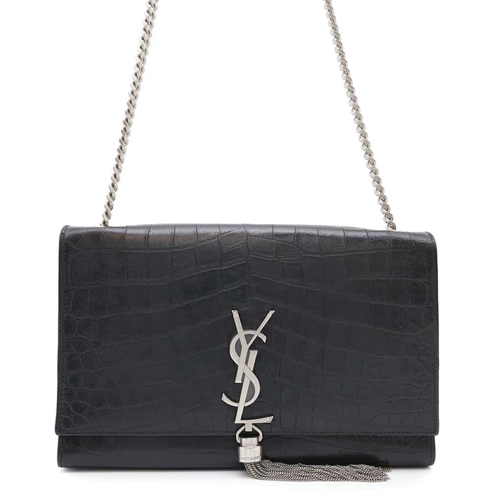 SAINT LAURENT PARIS Kate Tassel Shoulder Black354119 Embossed Leather Size Medium