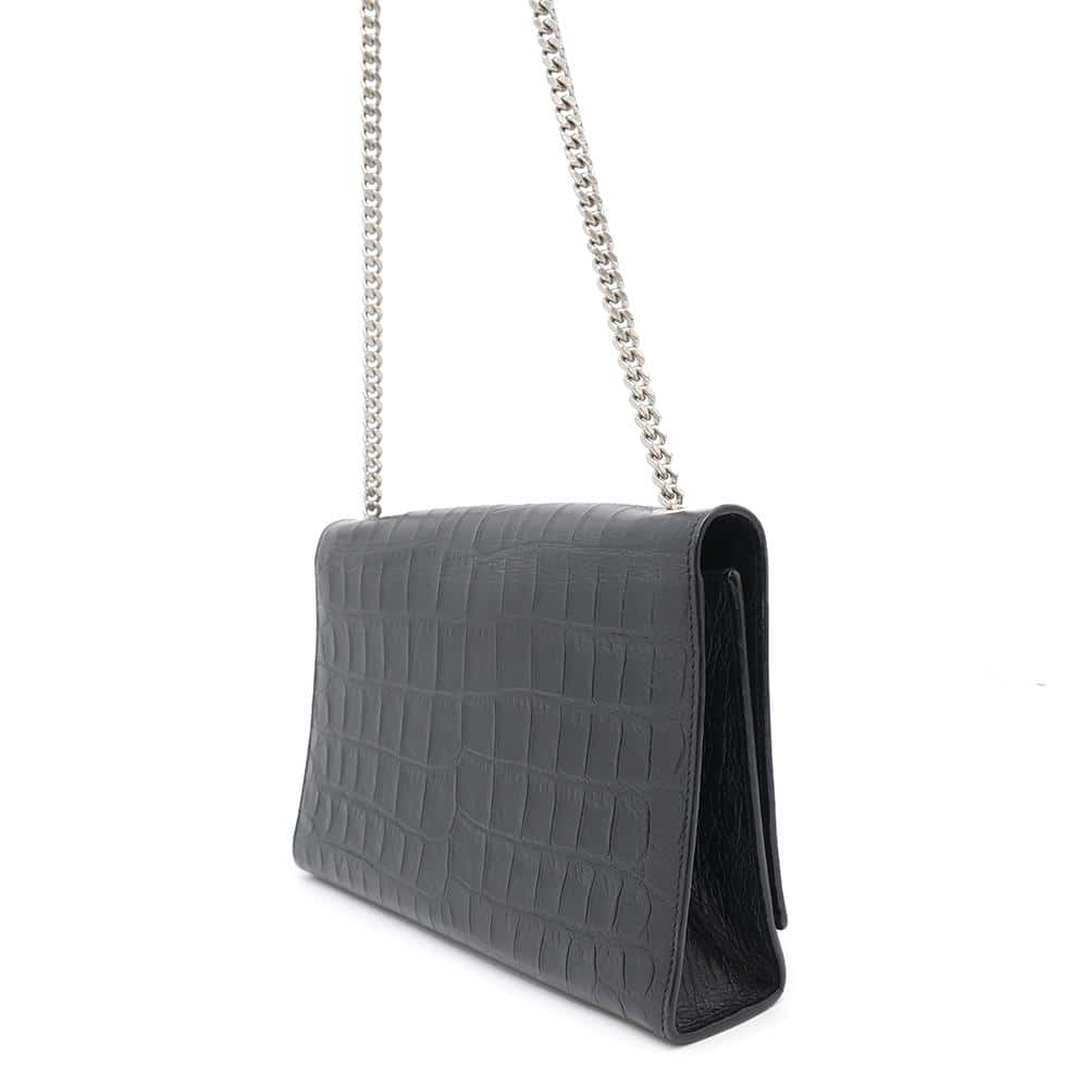 SAINT LAURENT PARIS Kate Tassel Shoulder Black354119 Embossed Leather Size Medium