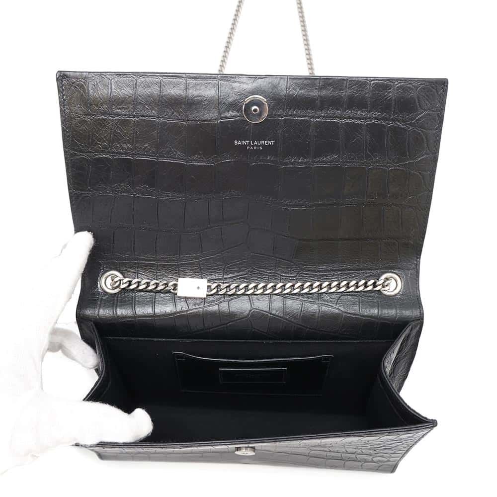 SAINT LAURENT PARIS Kate Tassel Shoulder Black354119 Embossed Leather Size Medium