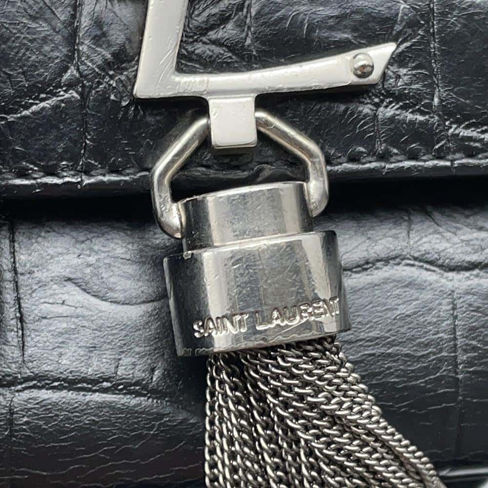 SAINT LAURENT PARIS Kate Tassel Shoulder Black354119 Embossed Leather Size Medium