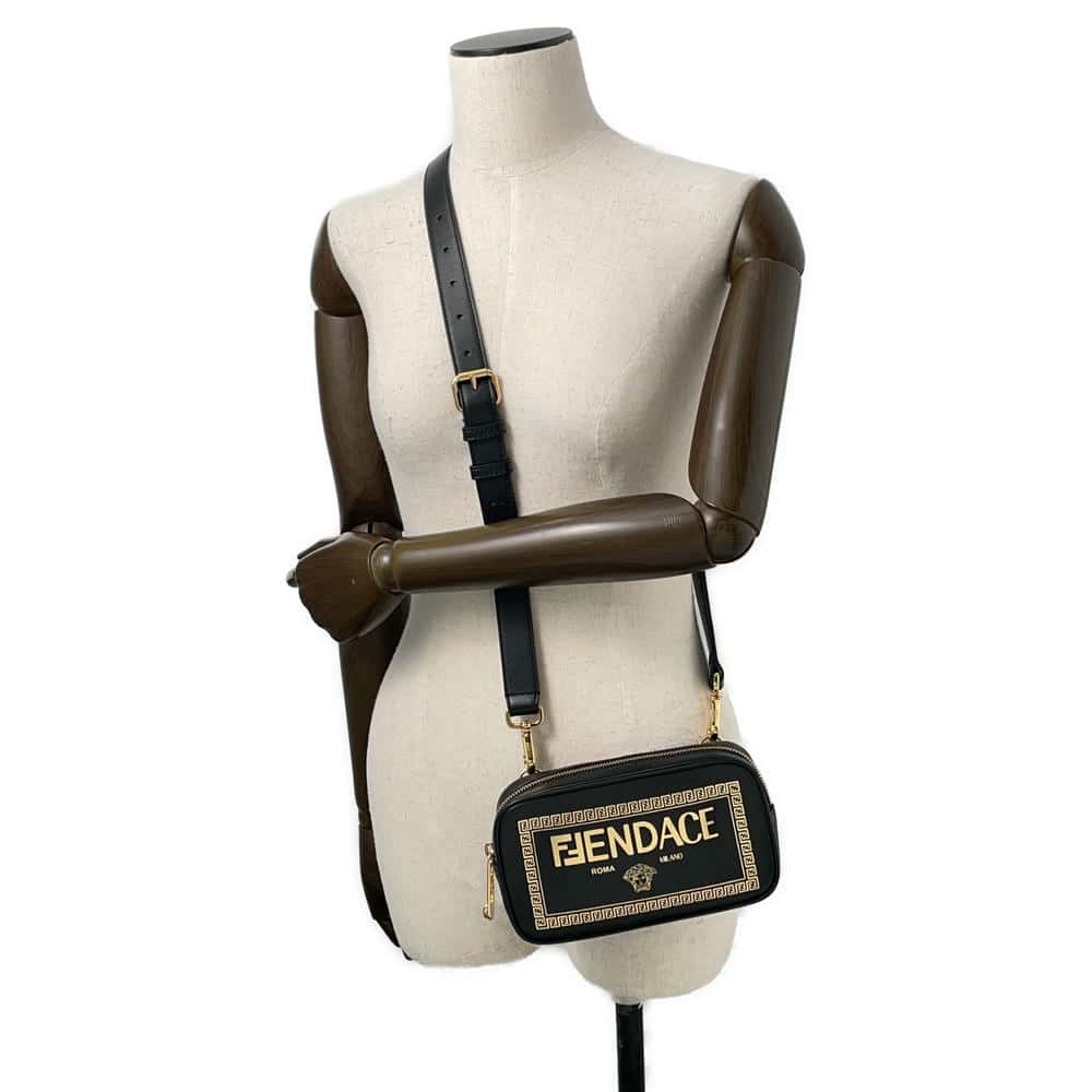 FENDI Fendace Camera Bag Shoulder Bag Black7M0285 Leather