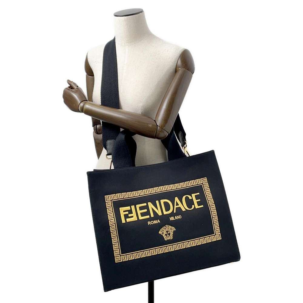 FENDI Fendace Tote Bag Black8BH395 Canvas